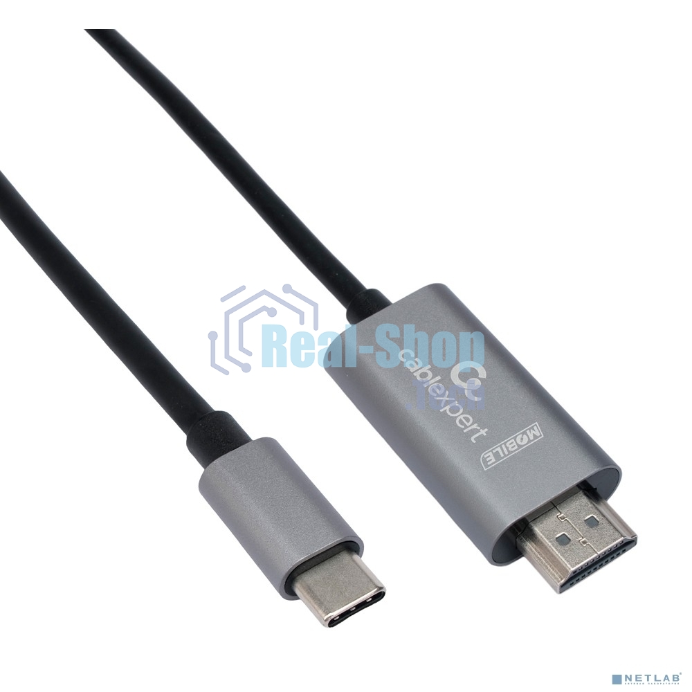 Кабель-переходник Cablexpert CCB-A-CM-HDMI-1.8M с Type-C на HDMI v2.0, Mobile, 1.8м, черный, корбка
