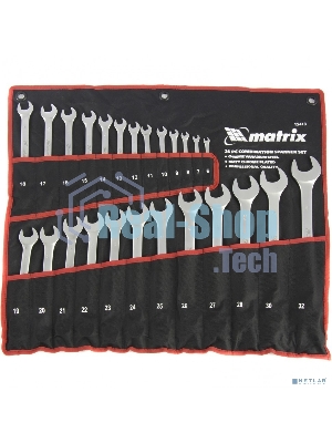 Набор ключей комбинированных Matrix, 6 - 32 мм, 25шт., CrV, матовый хром