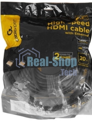 Кабель Cablexpert HDMI CC-HDMI4-20M, 19M/19M, v2.0, медь, позол.разъемы, экран, 20м, черный, пакет