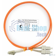Комм. шнур оптический Cabeus Tight Buffer, Duplex LC/SC, OM1 62,5/125, LSZH, 1м, Ø 3мм, серый хвостовик, цвет: оранжевый