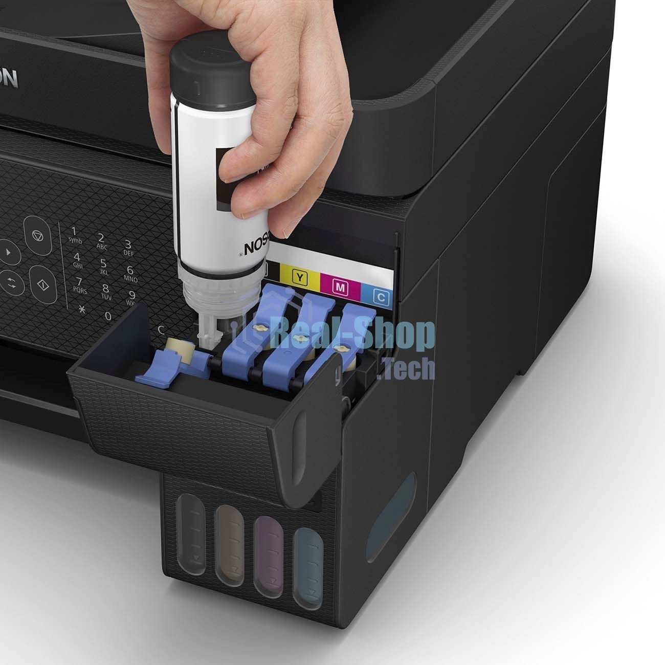 МФУ струйное Epson L5290 (C11CJ65512/C11CJ65508/C11CJ65407), A4, цветное, печ. до 33 стр/мин. (ч/б) до 15 стр/мин. (цвет), скан. до 12 стр/мин. (ч/б) 29 стр/мин. (цвет), 1440 x 5760 dpi (печать) 1200x2400dpi (скан.), USB, RJ-45, Wi-Fi