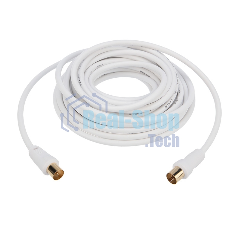 Шнур ТВ гнездо - ТВ штекер, длина 7 метров, белый Rexant