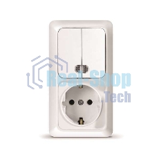 Блок ОП Олимп 2-кл. вык. с подсветкой + роз. с заземл. верт. бел. UNIVersal О0041