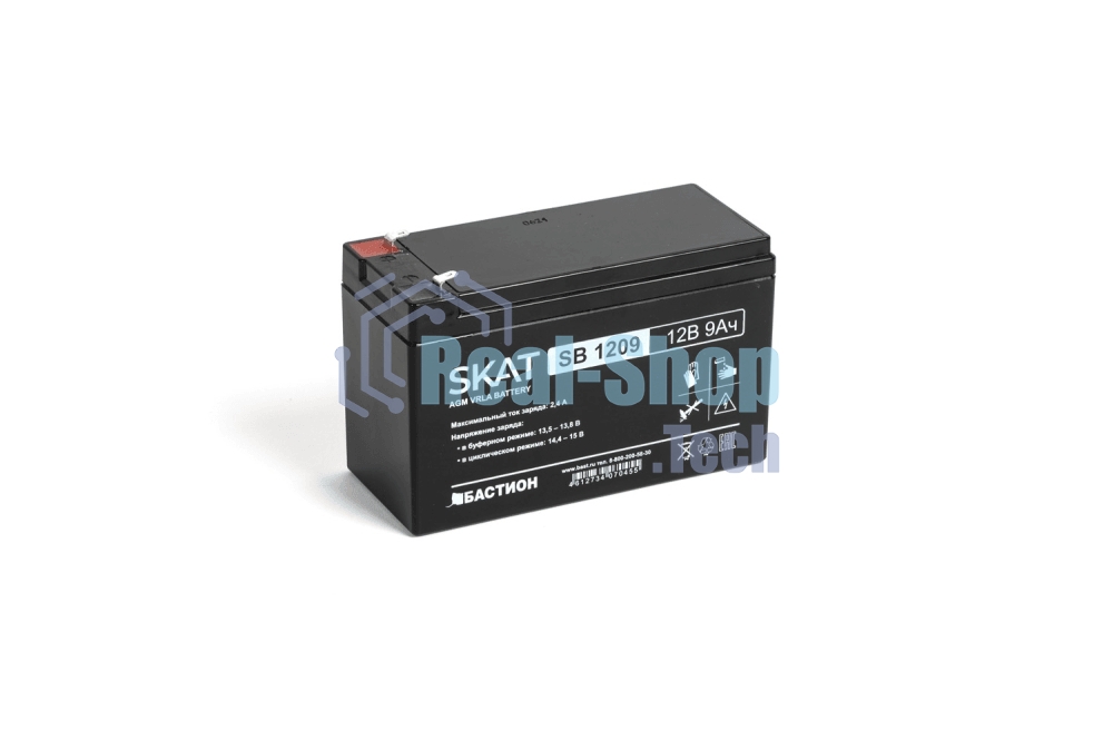 Батарея для ИБП свинцово-кислотная SKAT SB 1209 тип AGM 12V 9А·ч I зар. 2,7 А (ножевые клеммы, гарантия - 18 месяцев) (2540)