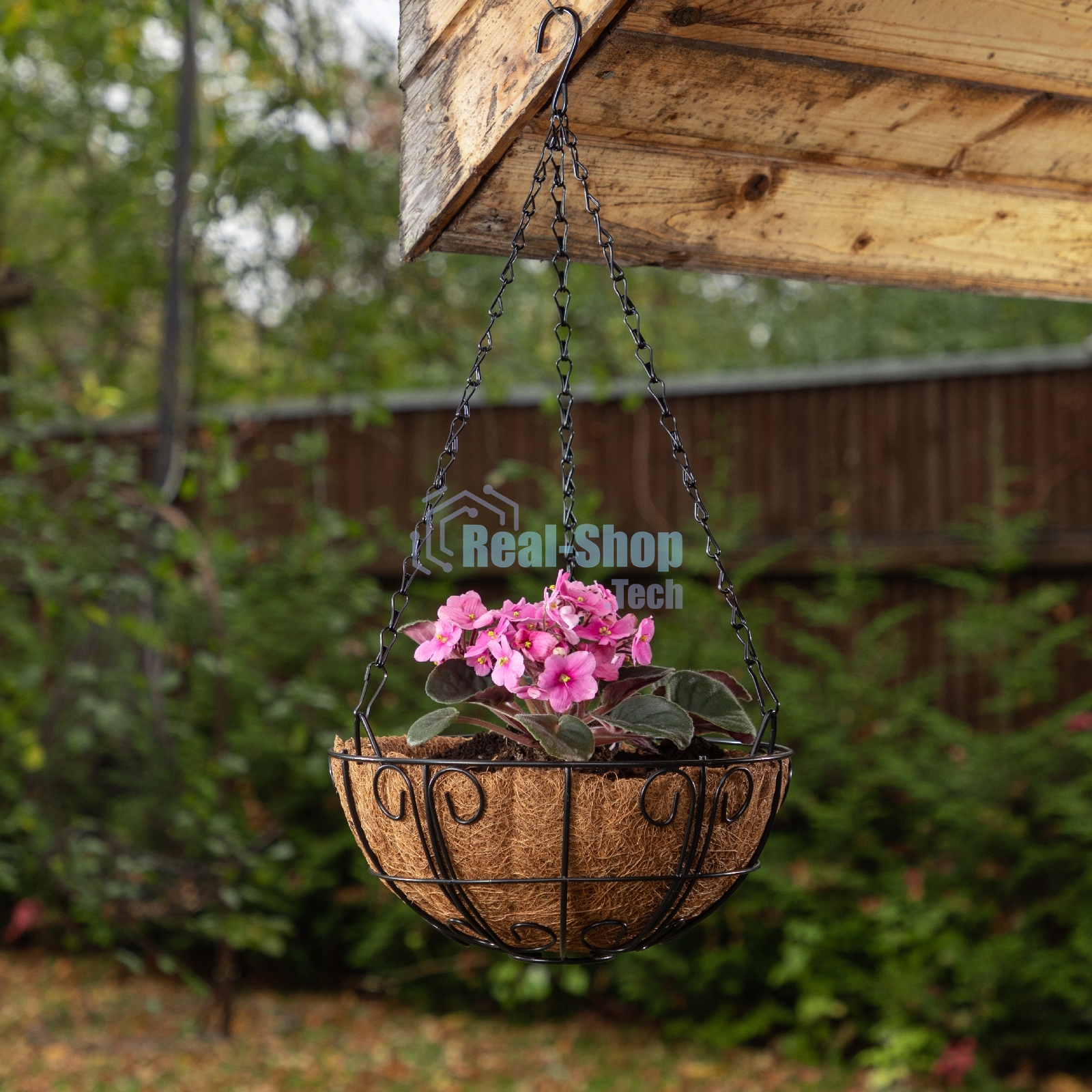 Кашпо подвесное с декором Palisad с кокосовой корзиной, диаметр 25 см