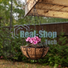 Кашпо подвесное с декором Palisad с кокосовой корзиной, диаметр 25 см