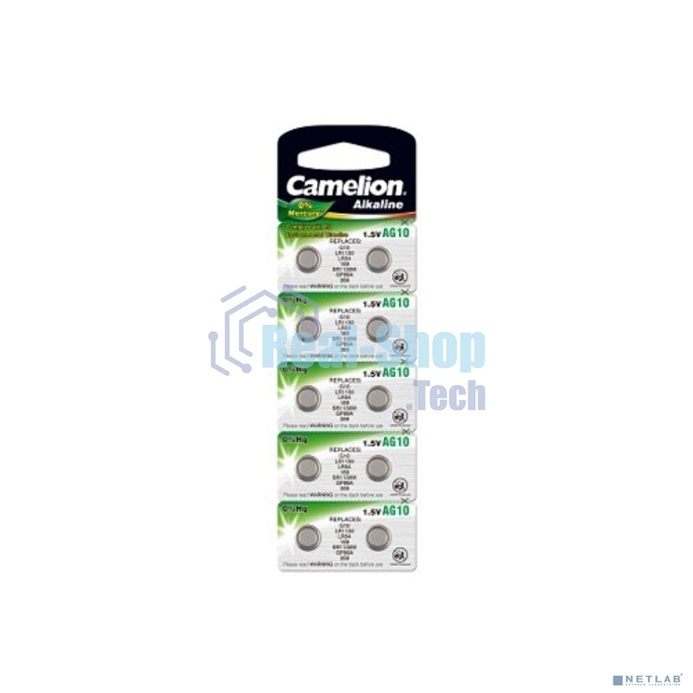 Батарейка для часов Camelion G10 BL-10 Mercury Free (0%Hg), 389A/LR1130/189) 1.5 В