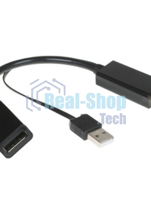 Конвертер HDMI->DisplayPort, Cablexpert DSC-HDMI-DP, HD19M+USBxHD20F, черный