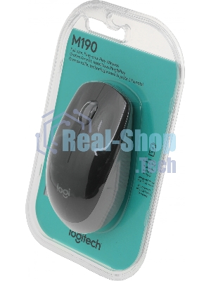Мышь беспроводная Logitech M190 черный/серый, 1000 dpi, радиоканал, USB, кнопки - 3
