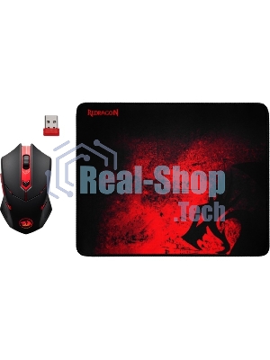 Мышь беспроводная + коврик Defender Redragon M601WL-BA черный, 2400 dpi, радиоканал, USB, кнопки - 6