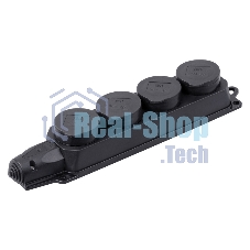 Розетка (колодка) 4-м Омега РБ34-1-0м с защ. крышкой IP44 каучук ИЭК PKR64-016-2-K02