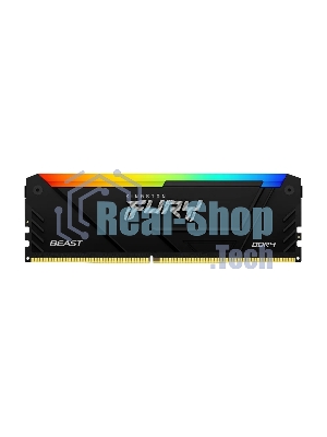Оперативная память Kingston Fury Beast, DDR4, 32GB (1x32GB), 3200MHz, CL16, DIMM, с радиатором, RGB, черный
