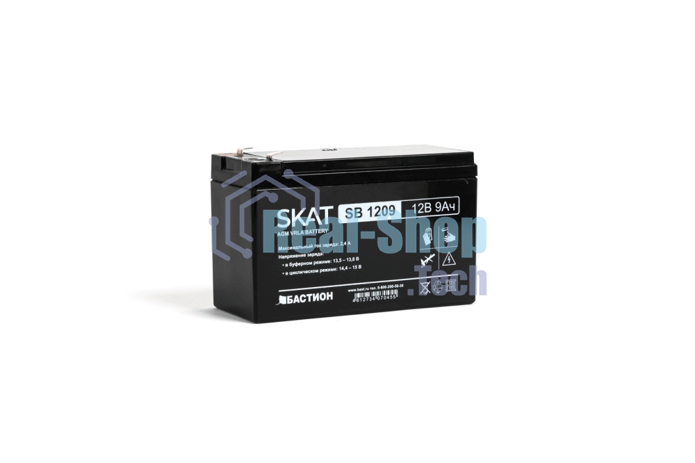 Батарея для ИБП свинцово-кислотная SKAT SB 1209 тип AGM 12V 9А·ч I зар. 2,7 А (ножевые клеммы, гарантия - 18 месяцев) (2540)