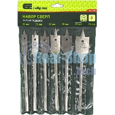 Набор сверл Сибртех перовых по дереву, 10-12-16-18-20-25 мм 6 шт