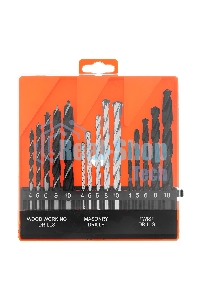Набор сверл по бетону, металлу, дереву Sparta 4-5-6-8-10 мм, 15 шт. пласт. бокс, цилин.хвостовик