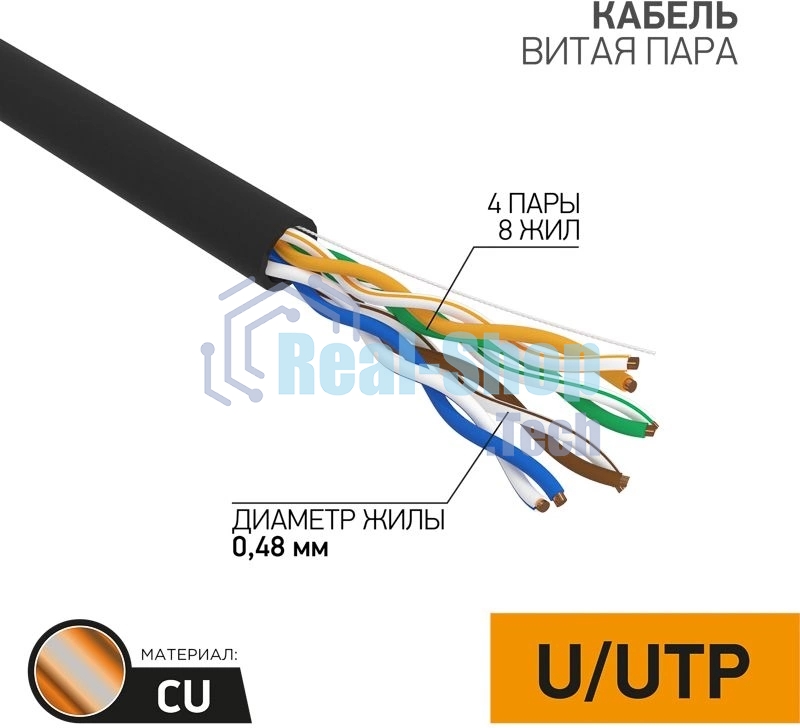 Кабель витая пара PROconnect UTP 4PR 24AWG, cat.5e наружный (OUTDOOR) (бухта 305 м)