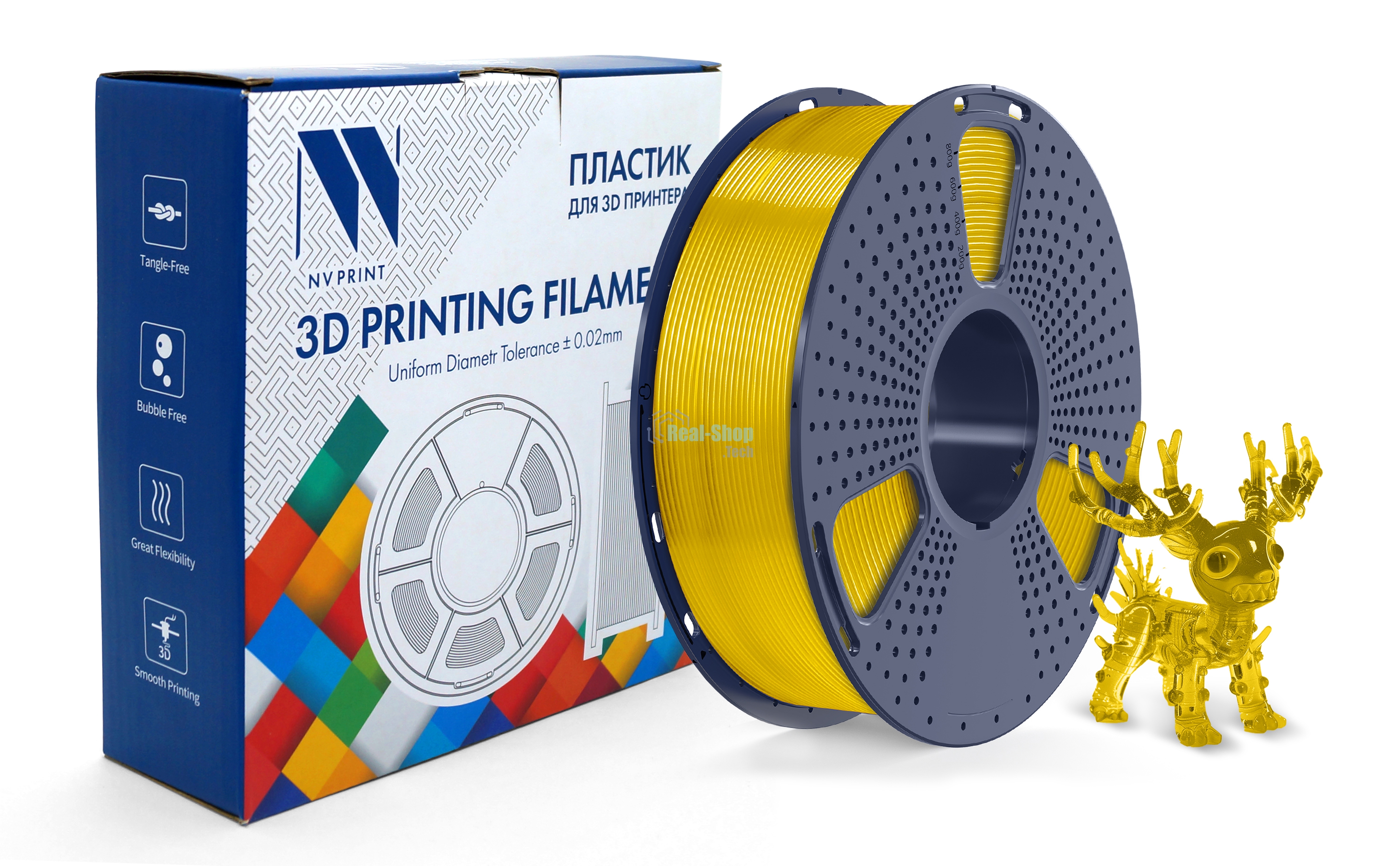 Филамент NVPrint PLA+ Trasparent Yellow для 3D печати диаметр 1.75мм длина 330 метров масса 1 кг