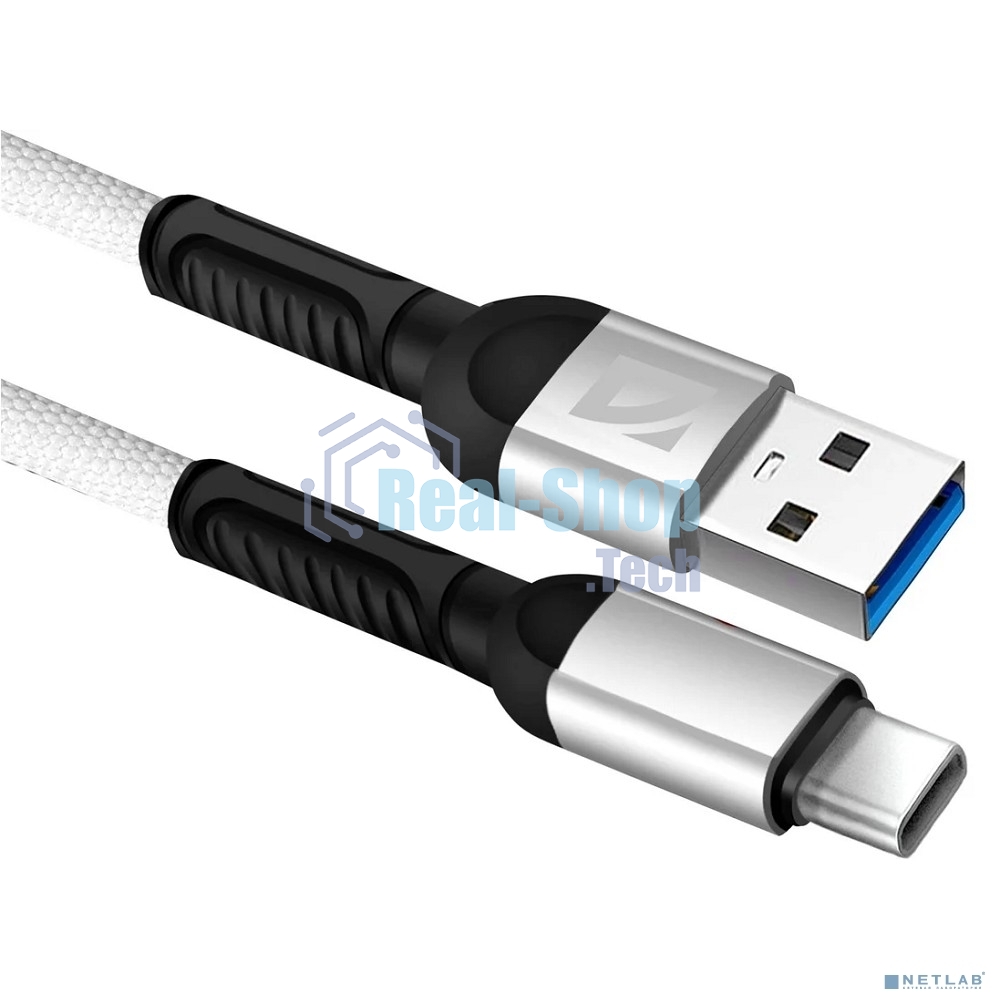 Кабель Defender USB кабель F167 TypeC 1м, 2.4А, ткань, пакет