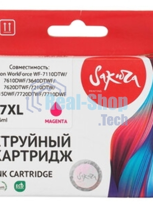 Картридж струйный Sakura C13T27134022 (27XL Magenta) для Epson, пурпурный, 14,6 мл., 1100 к.