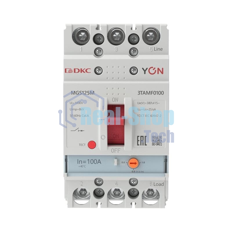 Выключатель автоматический MGS125 3P 80-100A 25kA YON MGS125M-3TAMF0100