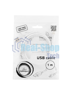 Кабель USB2.0 Pro Cablexpert CCP-mUSB2-AMBM-W-1M, AM/microBM 5P, 1м, экран, белый, пакет