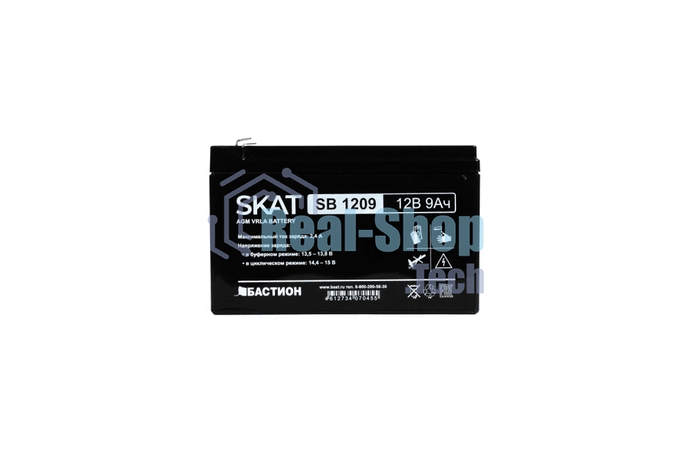 Батарея для ИБП свинцово-кислотная SKAT SB 1209 тип AGM 12V 9А·ч I зар. 2,7 А (ножевые клеммы, гарантия - 18 месяцев) (2540)