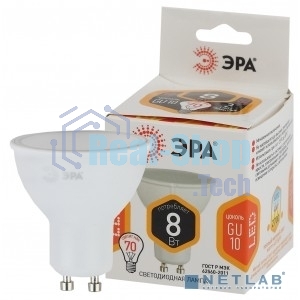 Лампа светодиодная LED MR16-8W-827-GU10 (диод, софит, 8Вт, тепл, GU10) | Б0036728 | ЭРА