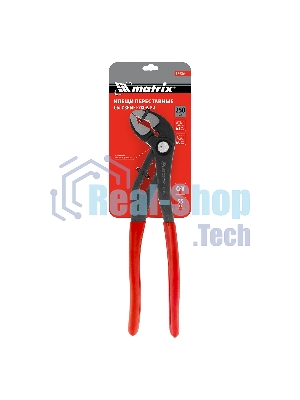 Переставные клещи Matrix 250 мм, кнопочный механизм, хром-ванадий, обливные рукоятки