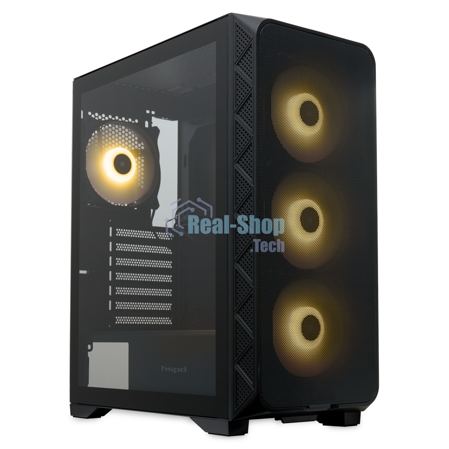 Компьютерный корпус HSPD M521, Mesh Mid Tower, черный, slide TG, 0.45 SPCC, 4x120мм ARGb ATX, mATX, mITX 160/330/184мм 2x2.5