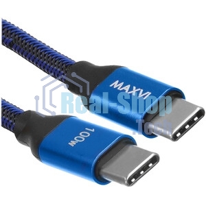 Кабель Maxvi MC-A20 black Type-C - Type-C, 2A ток макс. нагрузки 2А, макс. напряжение 5V, длина кабеля 1м, материал PVC, черный