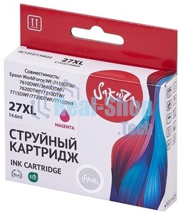 Картридж струйный Sakura C13T27134022 (27XL Magenta) для Epson, пурпурный, 14,6 мл., 1100 к.