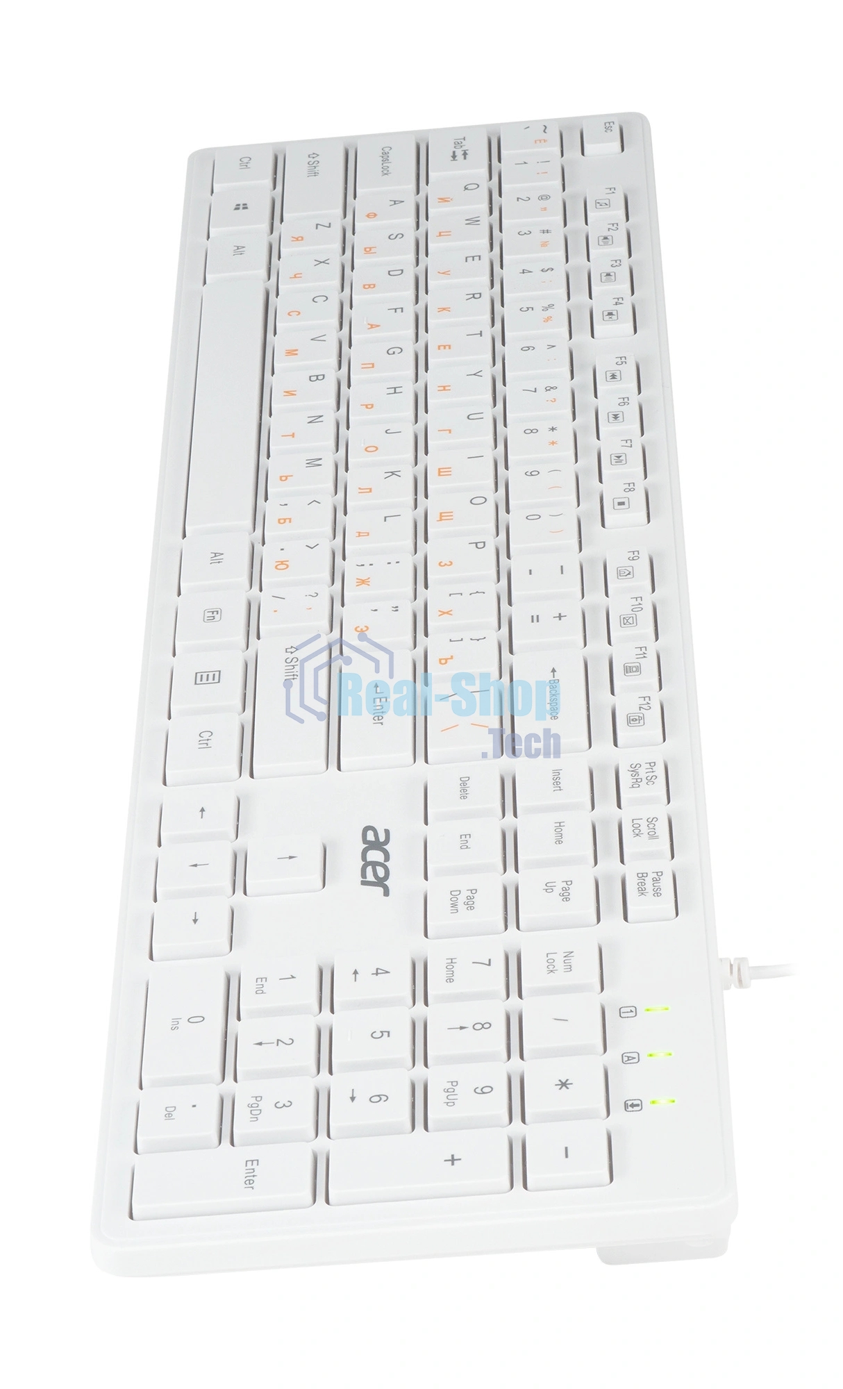 Клавиатура проводная Acer OKW123, USB, белый