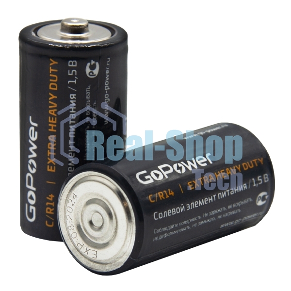 Батарейка GoPower R14 C Shrink 2 Heavy Duty 1.5V (2/24/288)