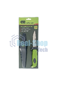 Нож универсальный Сибртех с чехлом, обрезиненная рукоятка, 220 мм, лезвие - 100 мм