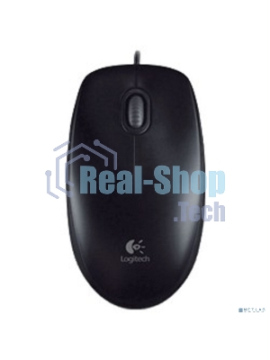 Мышь проводная Logitech B100 черный, 1000 dpi, USB, кнопки - 3
