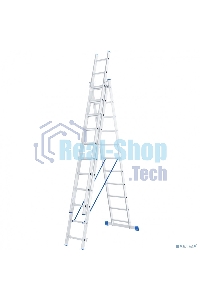 Лестница Сибртех 3 х 11 ступеней, алюминиевая, трехсекционная