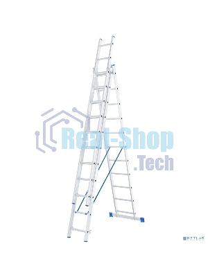 Лестница Сибртех 3 х 11 ступеней, алюминиевая, трехсекционная