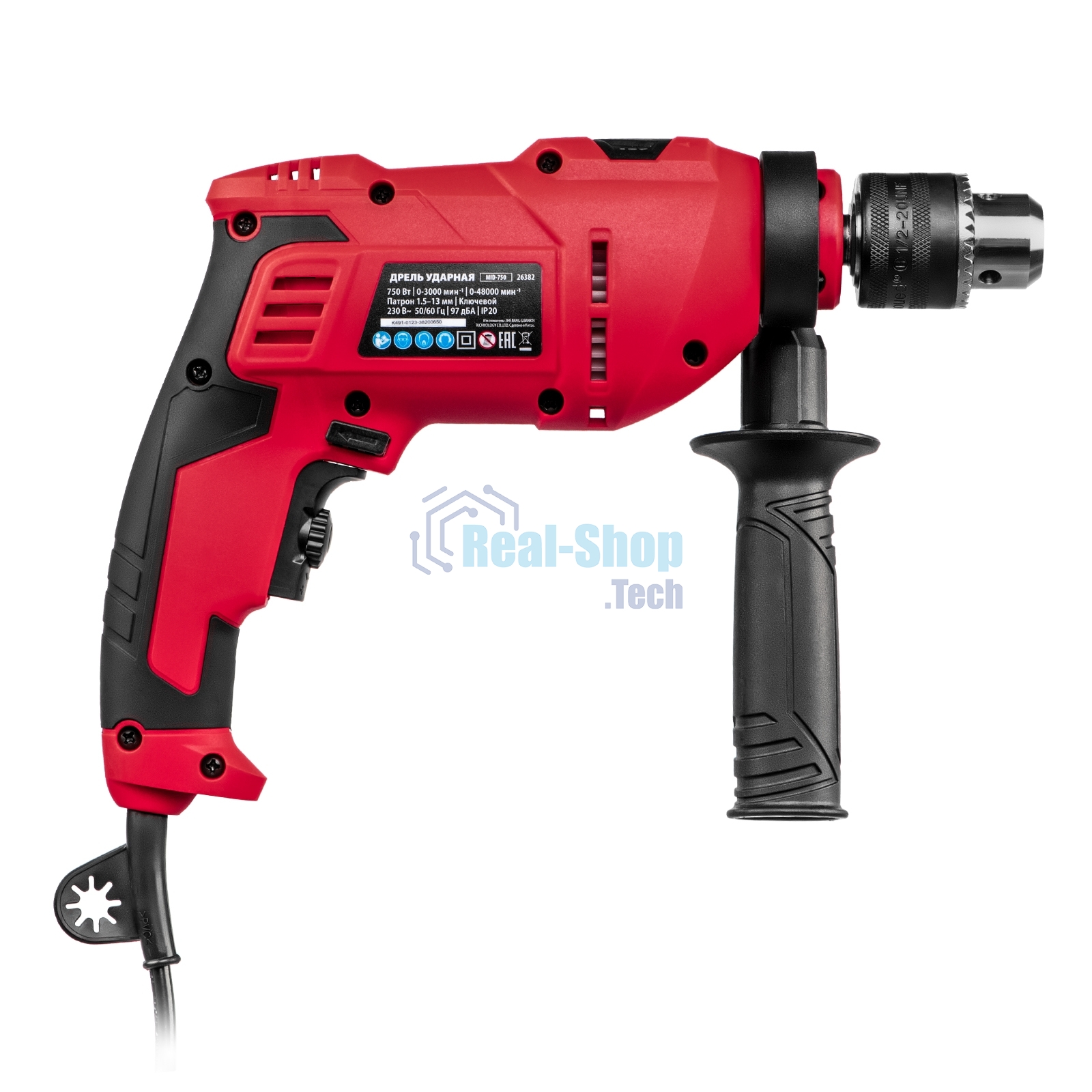 Дрель ударная MTX MID-750, 750 Вт, 0-3000 об/мин, 0-48000 уд/мин