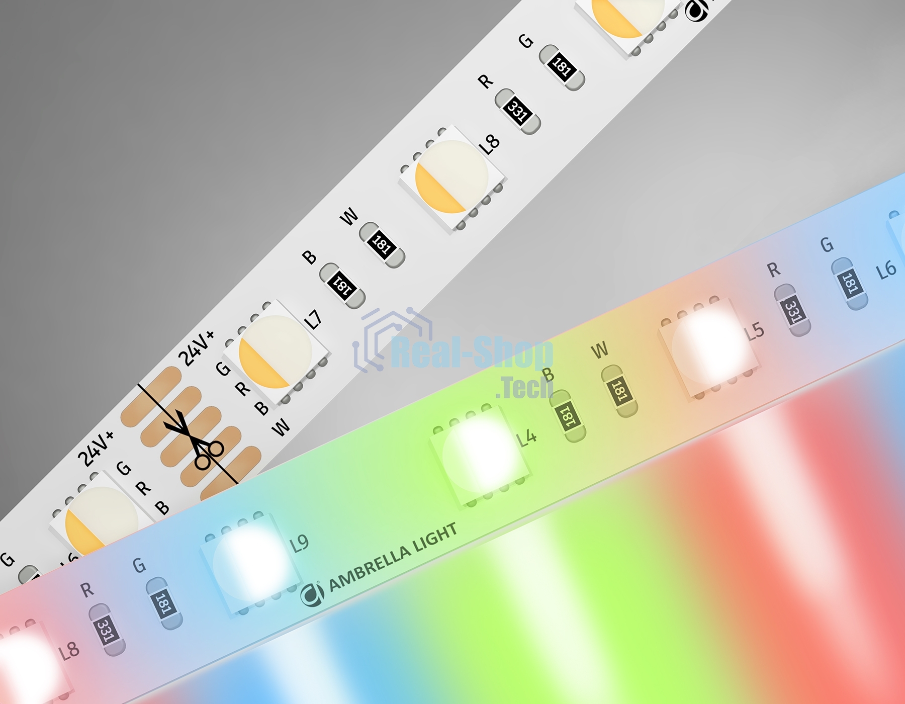 Светодиодная лента Ambrella light GS4402 5050 60Led /10W m/ 24V IP20 RGBW+4500K/ 5000*10*1.87mm (5 конт.)