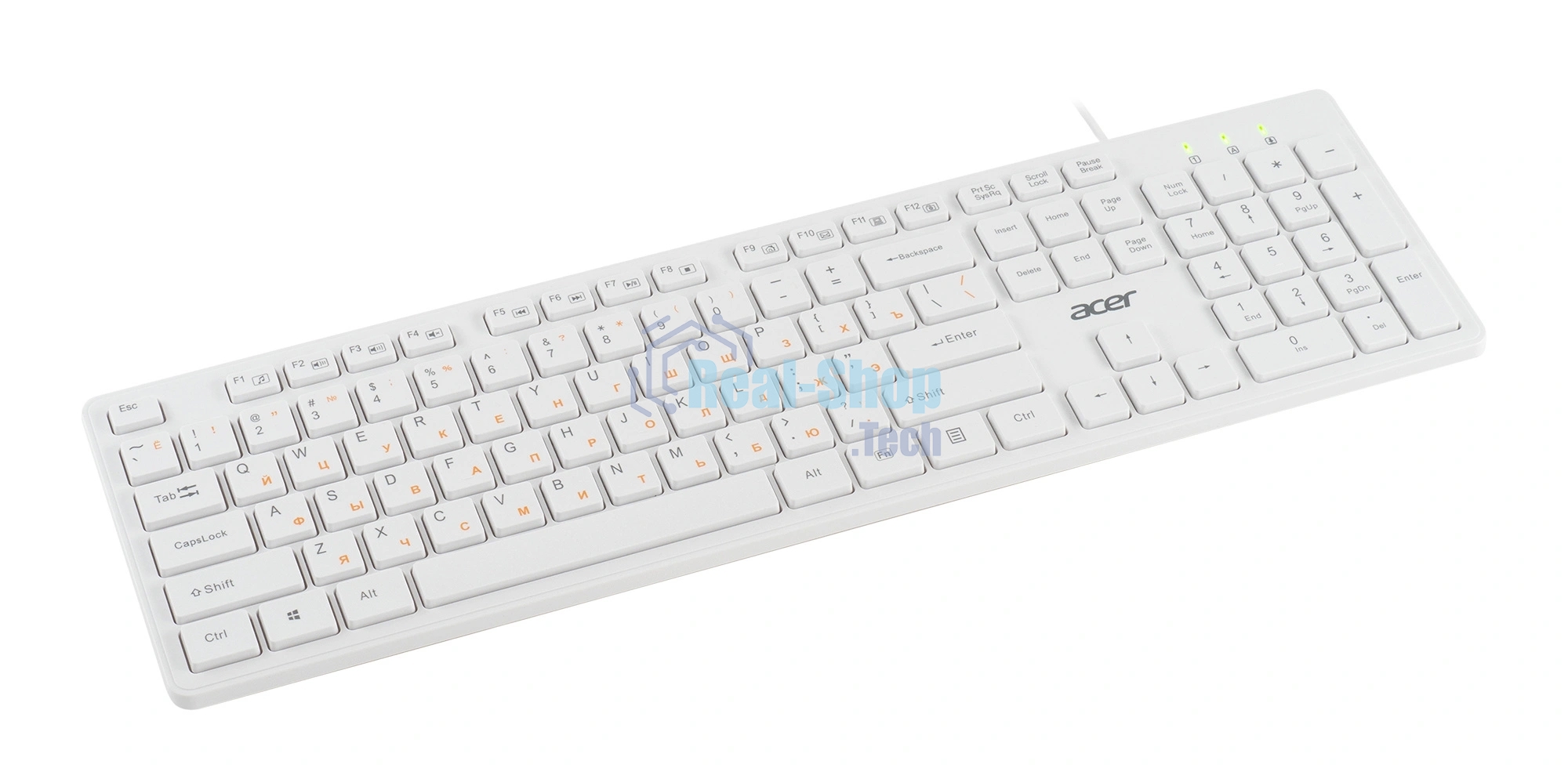Клавиатура проводная Acer OKW123, USB, белый