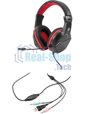 Гарнитура Oklick HS-L335G чёрный, проводная, USB-C/3.5 мм