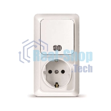 Блок ОП Олимп 1-кл. вык. с подсветкой + роз. с заземл. верт. бел. UNIVersal О0039