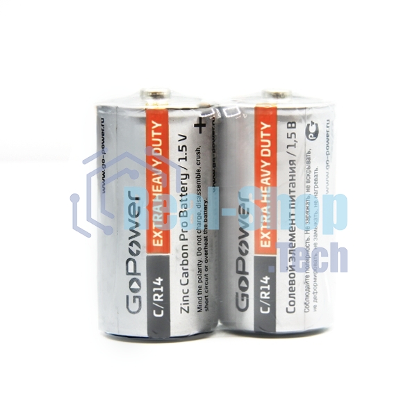 Батарейка GoPower R14 C Shrink 2 Heavy Duty 1.5V (2/24/288)