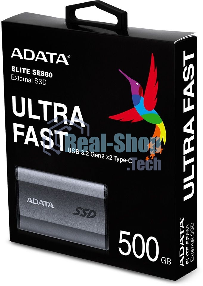 Внешний SSD ADATA Elite SE880, 500 Gb, USB 3.2 Gen 2x2 Type-C, R/W 2000/2000, серый
