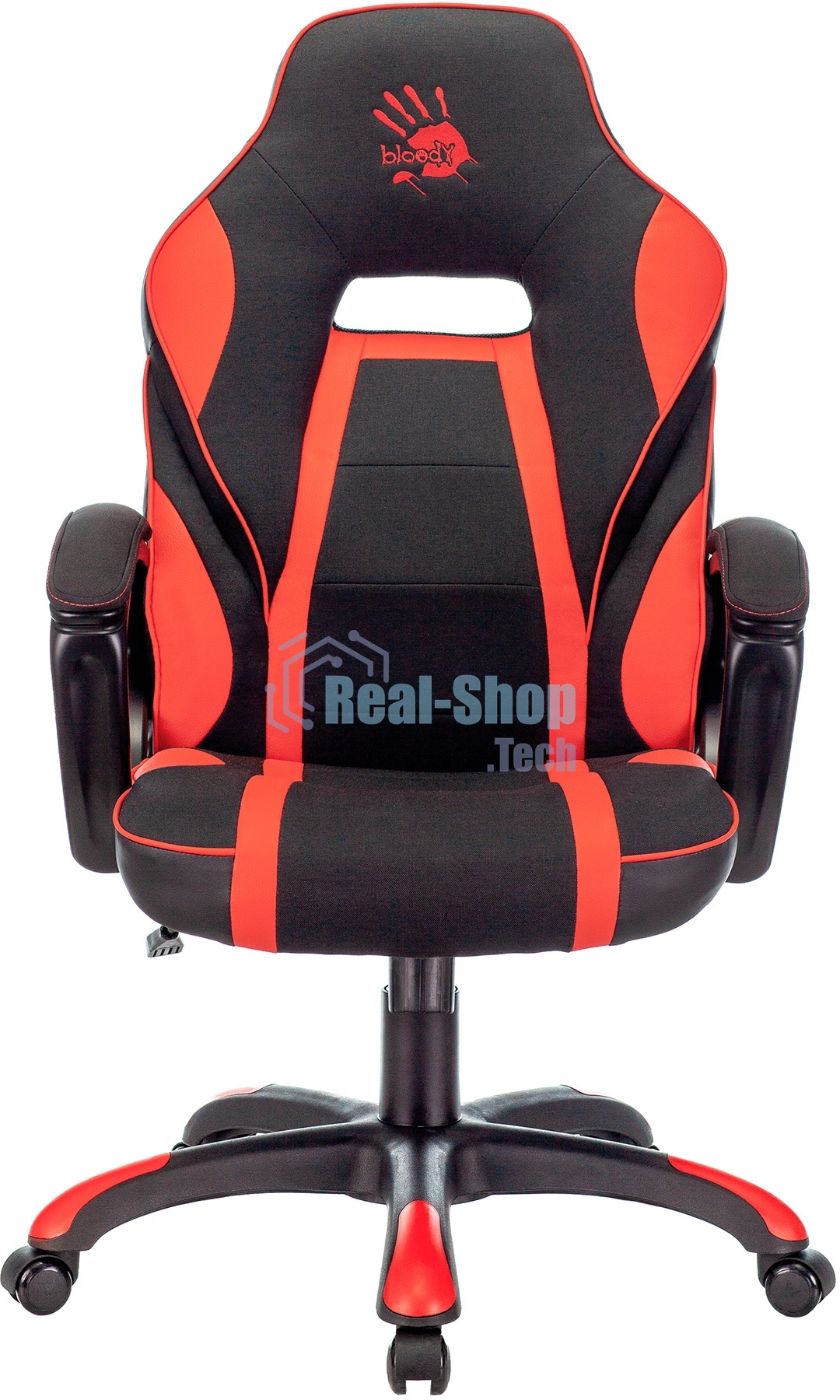 Кресло игровое A4TECH Bloody GC-250, на колесиках, искусственная кожа/ткань, черный/красный
