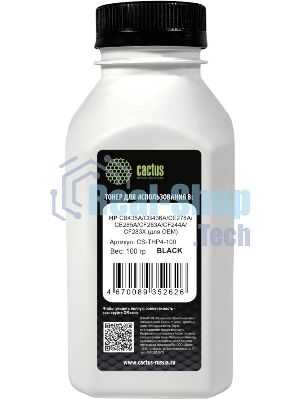 Тонер Cactus CS-THP4-100 черный флакон 100гр. для принтера HP CB435A/CB436A/CE278A/CE285A/CF283A/CF244A/CF283X (для OEM)