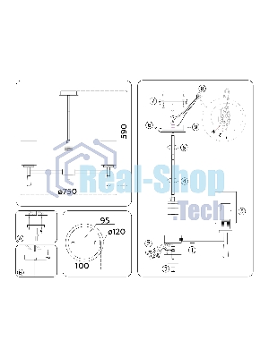 Люстра Ambrella light LH56263/7 BS/FR латунь/белый матовый E27/7 max 60W D750*590