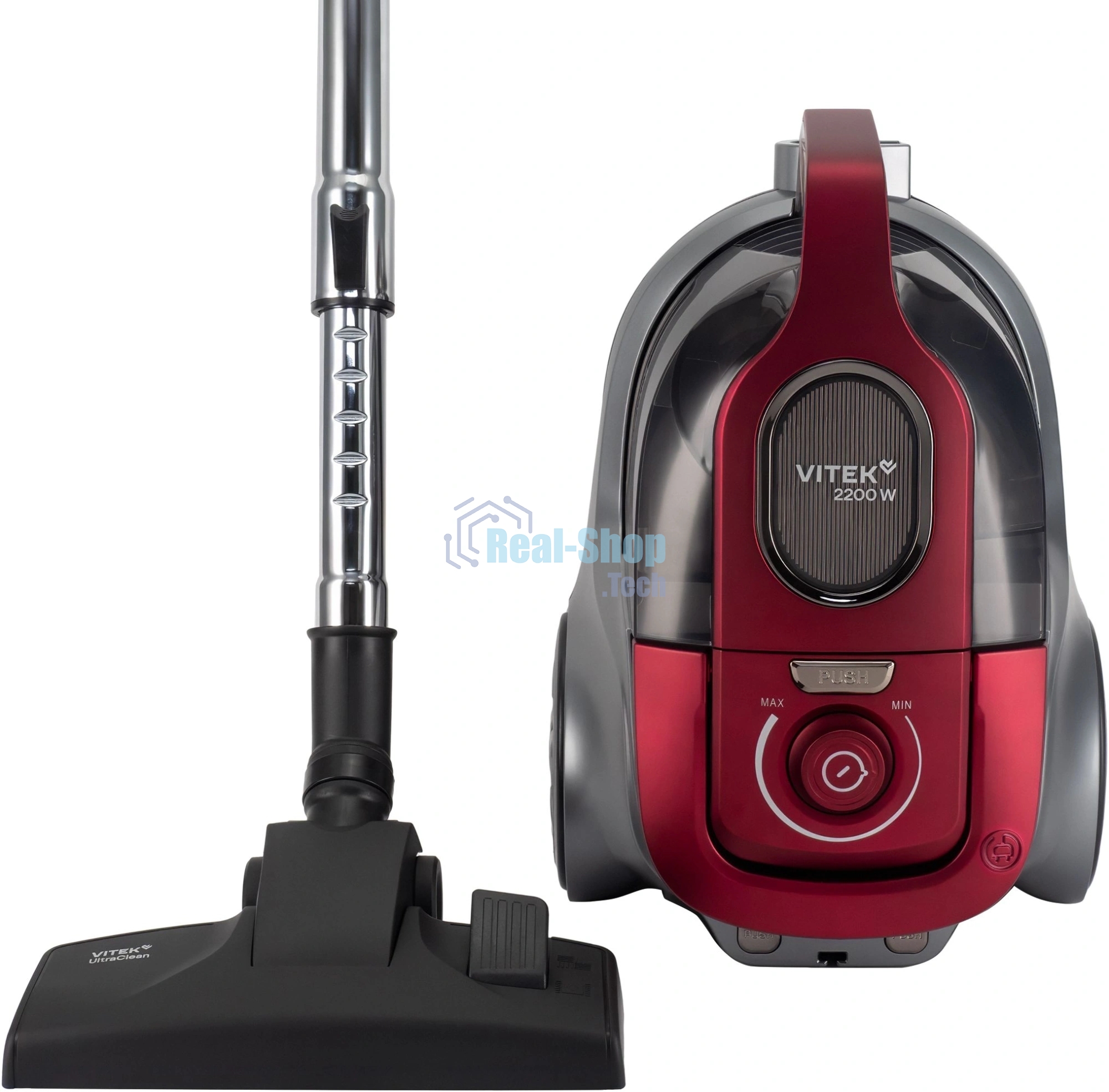 Пылесос Vitek VT-CV3113 красный/серый, 450/2200 Вт, уборка сухая, пылесборник контейнер 2 л