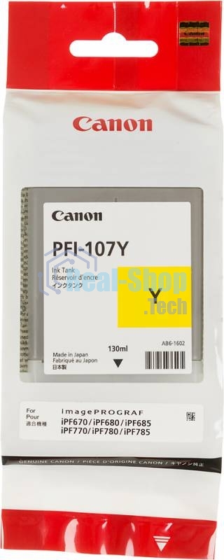 Картридж струйный Canon PFI-107Y (6708B001) желтый (130 мл) для Canon iP F680/685/780/785