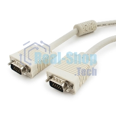 Кабель Gembird/Cablexpert CC-PPVGA-5M, Кабель VGA Premium, 15M/15M,5.0м, серый, тройной экран, феррит.кольца